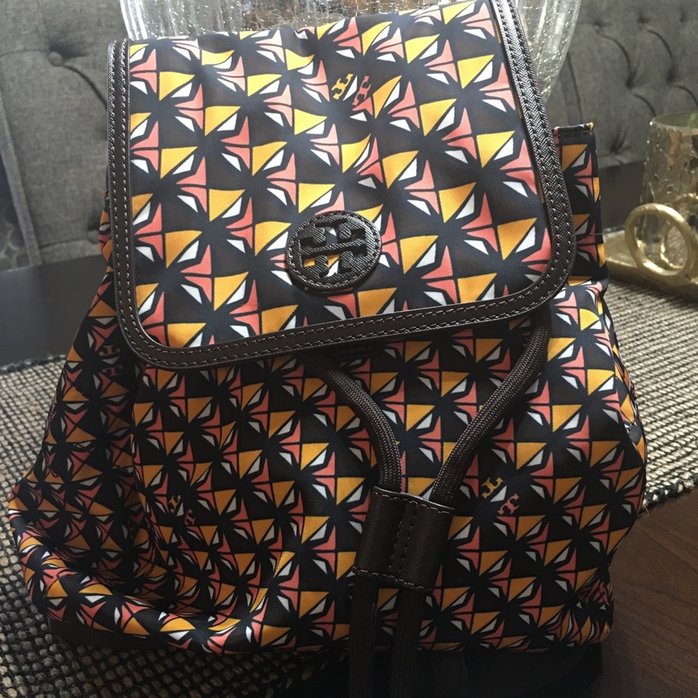Like New Tory Burch Nylon multi geo print backpack